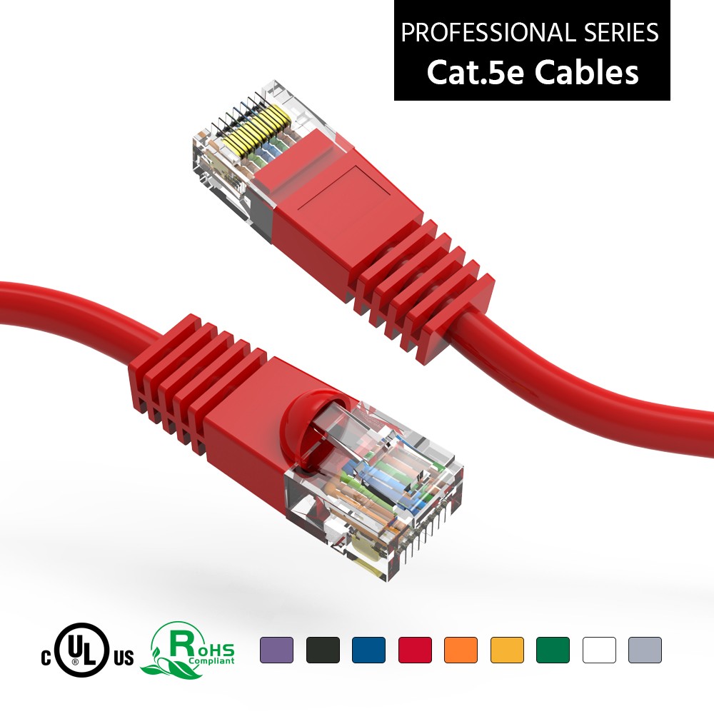 20 Pack of 1.5Ft CAT5E UTP Ethernet Network Booted Cable Red