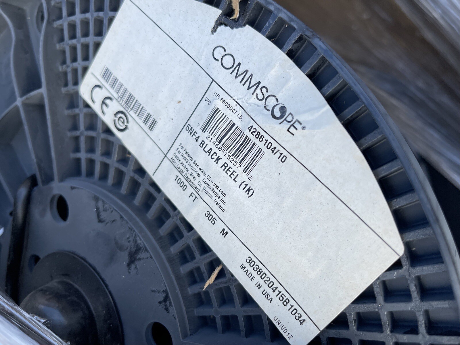 CommScope 1,000′ Spool Cat5e Black Outdoor Direct Burial UV Flooded 350Mhz 5NF4