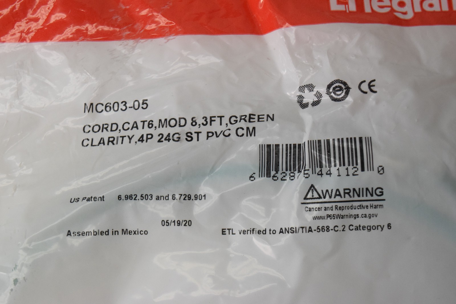 Lot 32pcs Legrand Clarity CAT6 Modular Ethernet Patch Cord Cable 3 ft Green