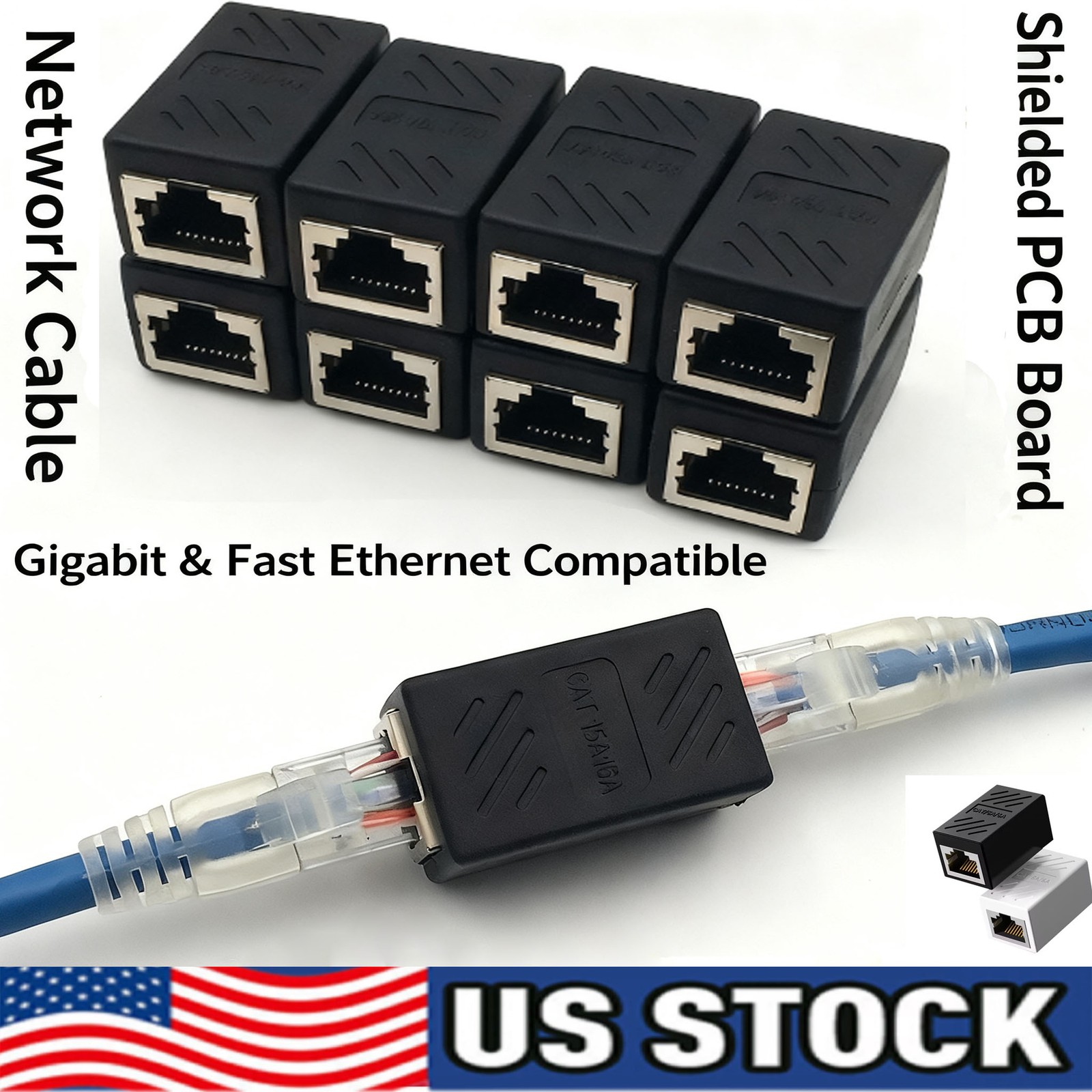 RJ45 Inline CouplerCat7/Cat6/Cat5e Ethernet Network lot Cable Extender Connector
