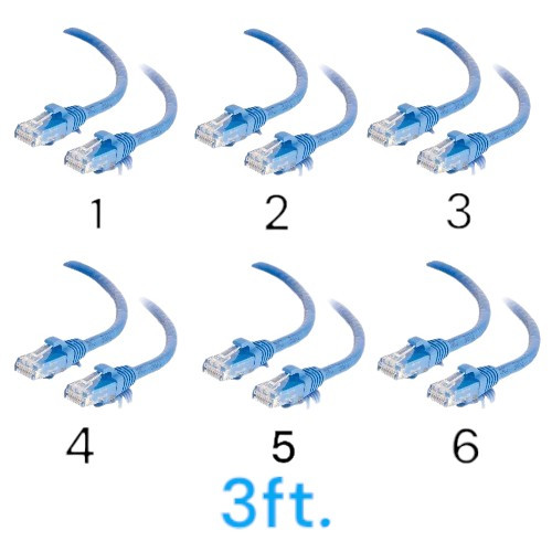 (LOT Of 6 ) – 3ft – Cat6 Snagless Unshielded (UTP) Ethernet Network Patch Cable