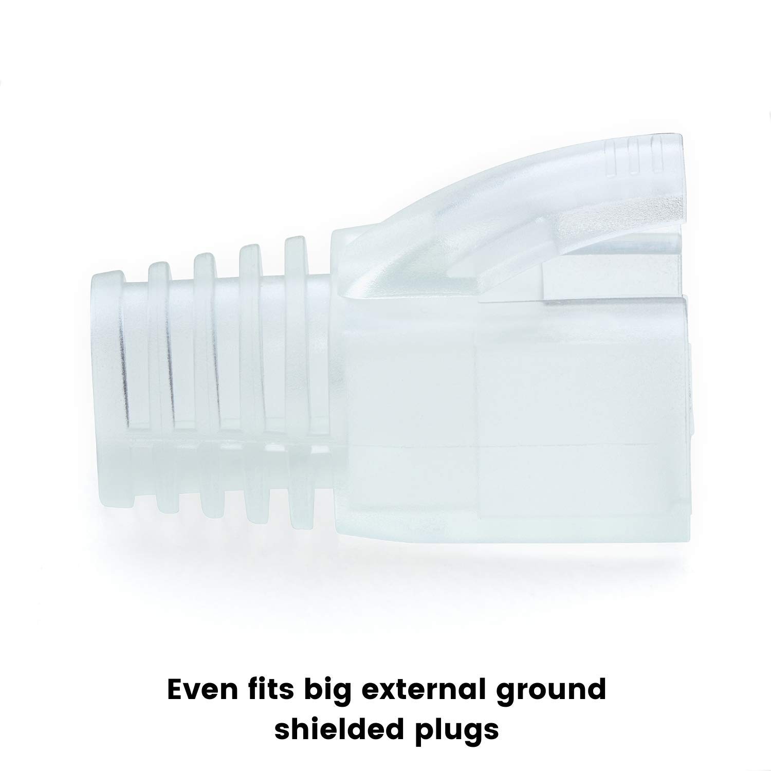 RJ45 Strain Relief Boots 7.5mm Slip~On PVC Plug Covers Transparent 100 Pack