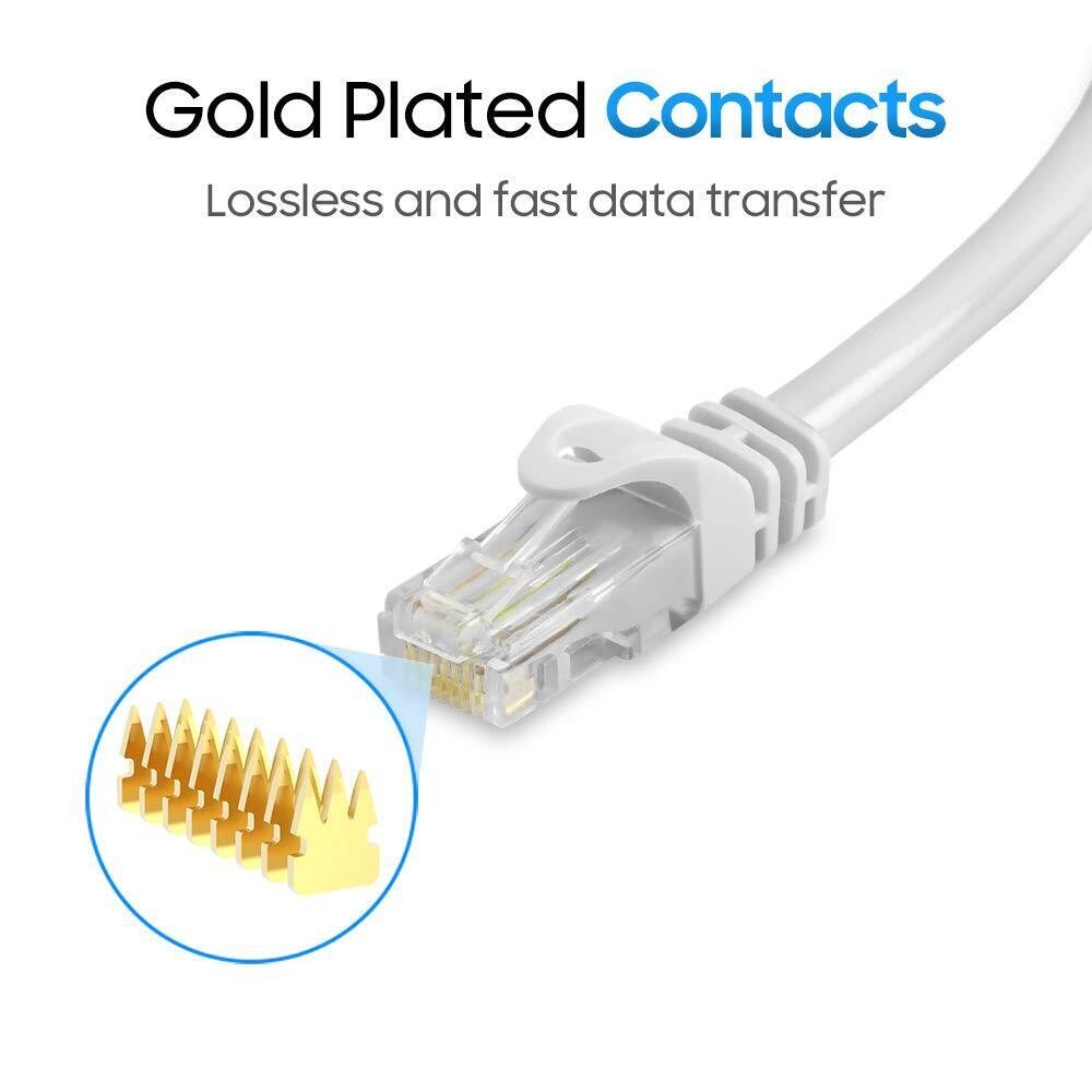 5 Pack Cat6 Ethernet Patch Cable 1.5ft-15ft – Gigabit LAN Cord for Speed White