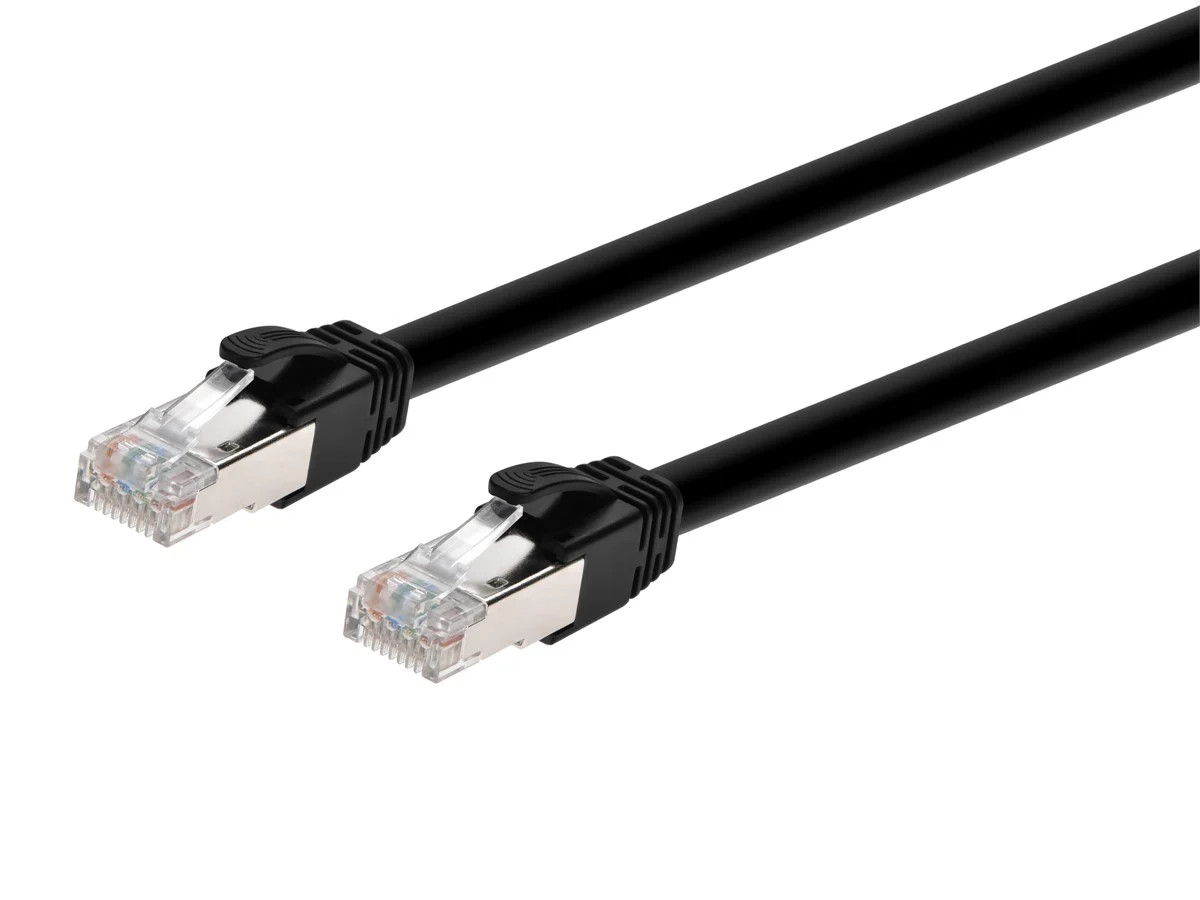 Monoprice Cat6A PoE Patch Cable 3 Feet Black 100W UTP 22AWG 500MHz Shielded RJ45