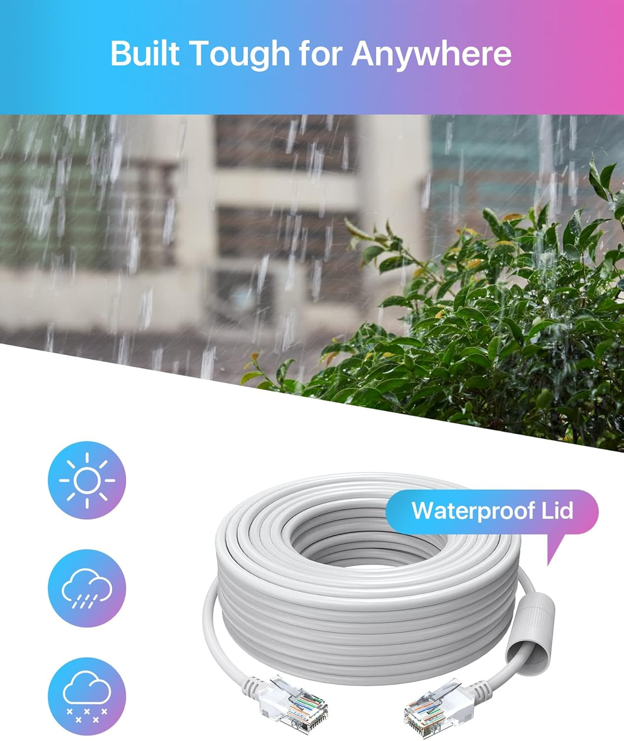 Cat5E Ethernet Cable 100Ft,High-Speed RJ45 Network Cable for Poe Security Camera