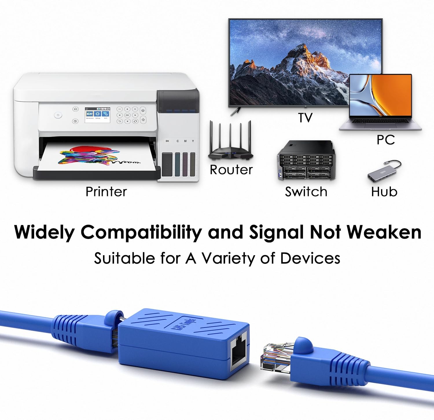 5 PCS RJ45 Coupler Ethernet Extension Connector Blue Female To Female Cat7