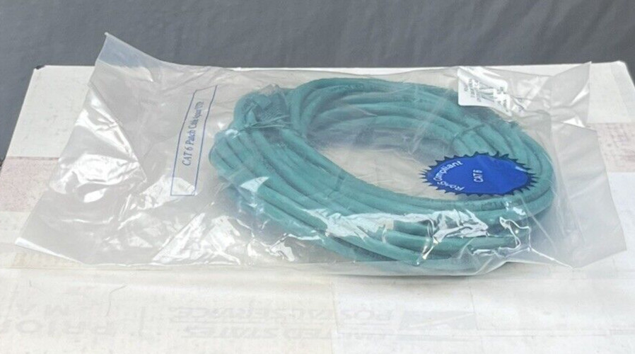 Cat6 Ethernet Patch Cable, 4 Pair UTP, 25 ft, RoHS Compliant, Green. NEW.