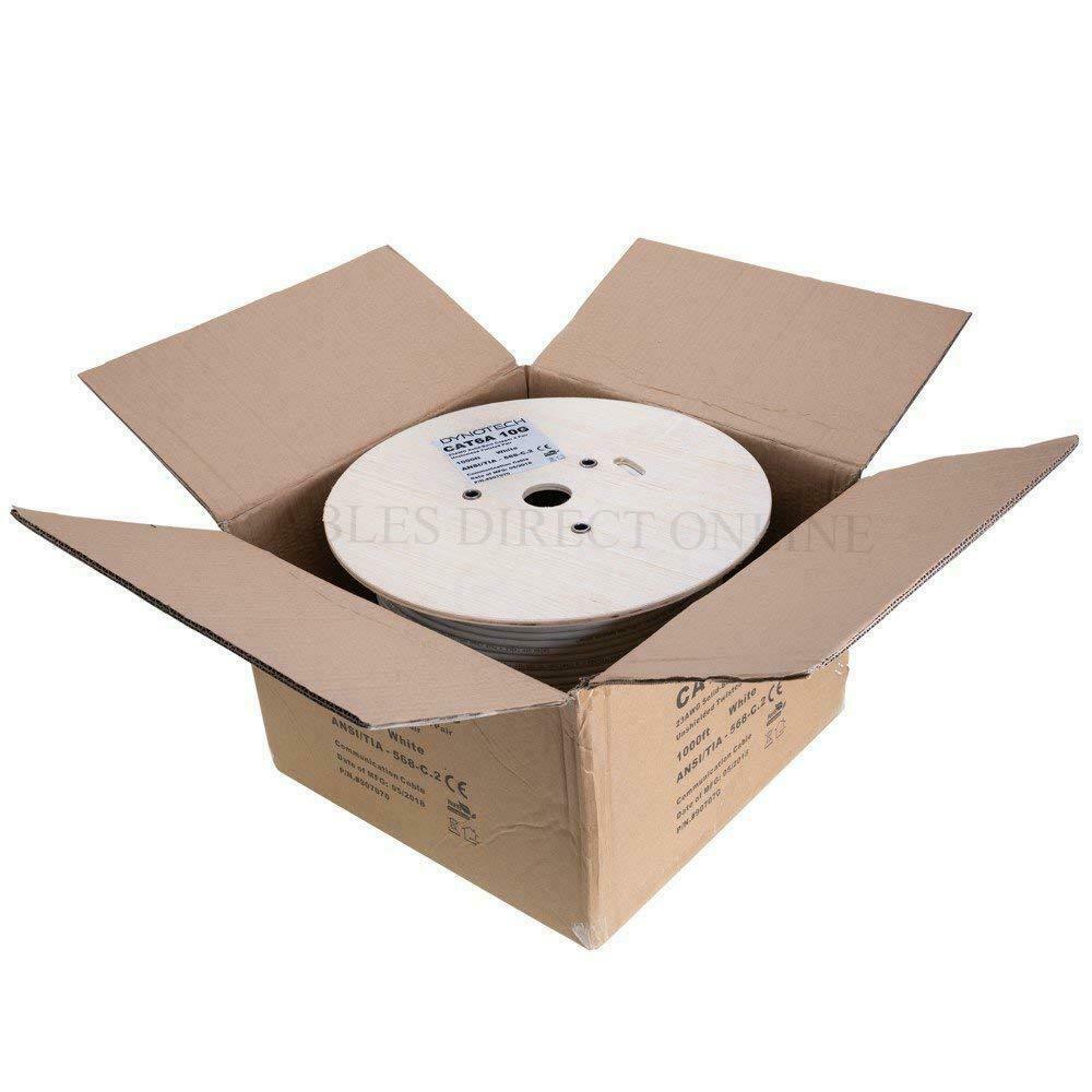 Cat6A 1000ft Solid Bare Copper 23AWG 4 Pair Unshielded Bulk 10G NEW