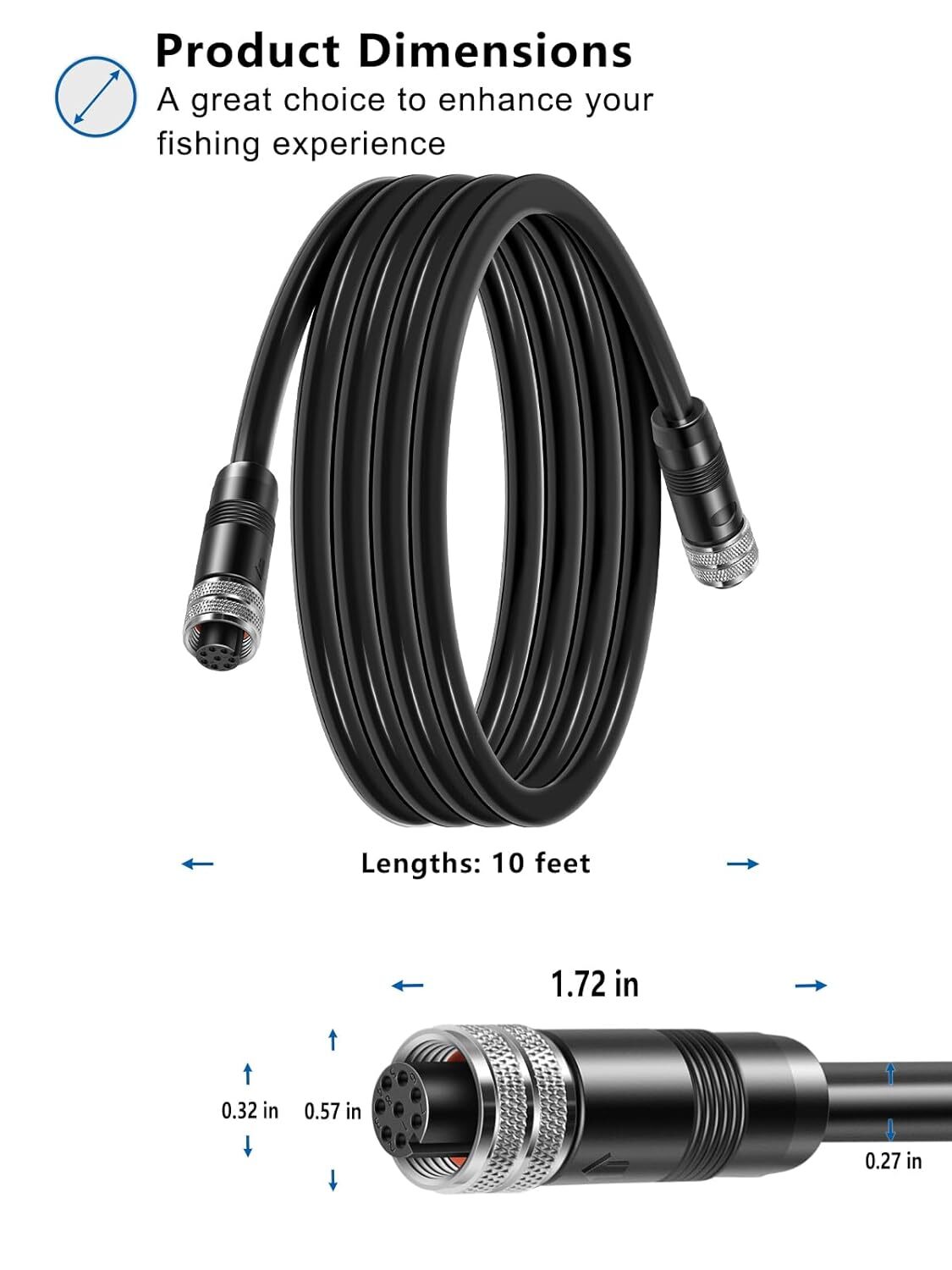 720073-2 10 Feet Ethernet Cable AS EC 10E for Humminbird Helix APEX SOLIX Onix