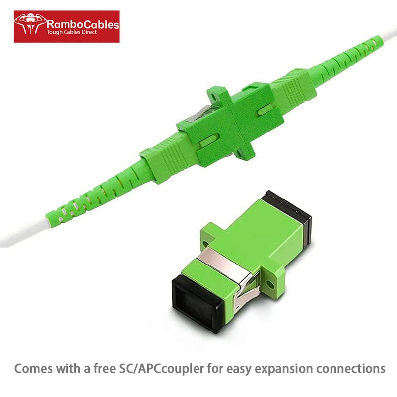 SC/APC To SC/APC Fiber Optic Internet Cable Armored Patch OS2 Simplex 30ft