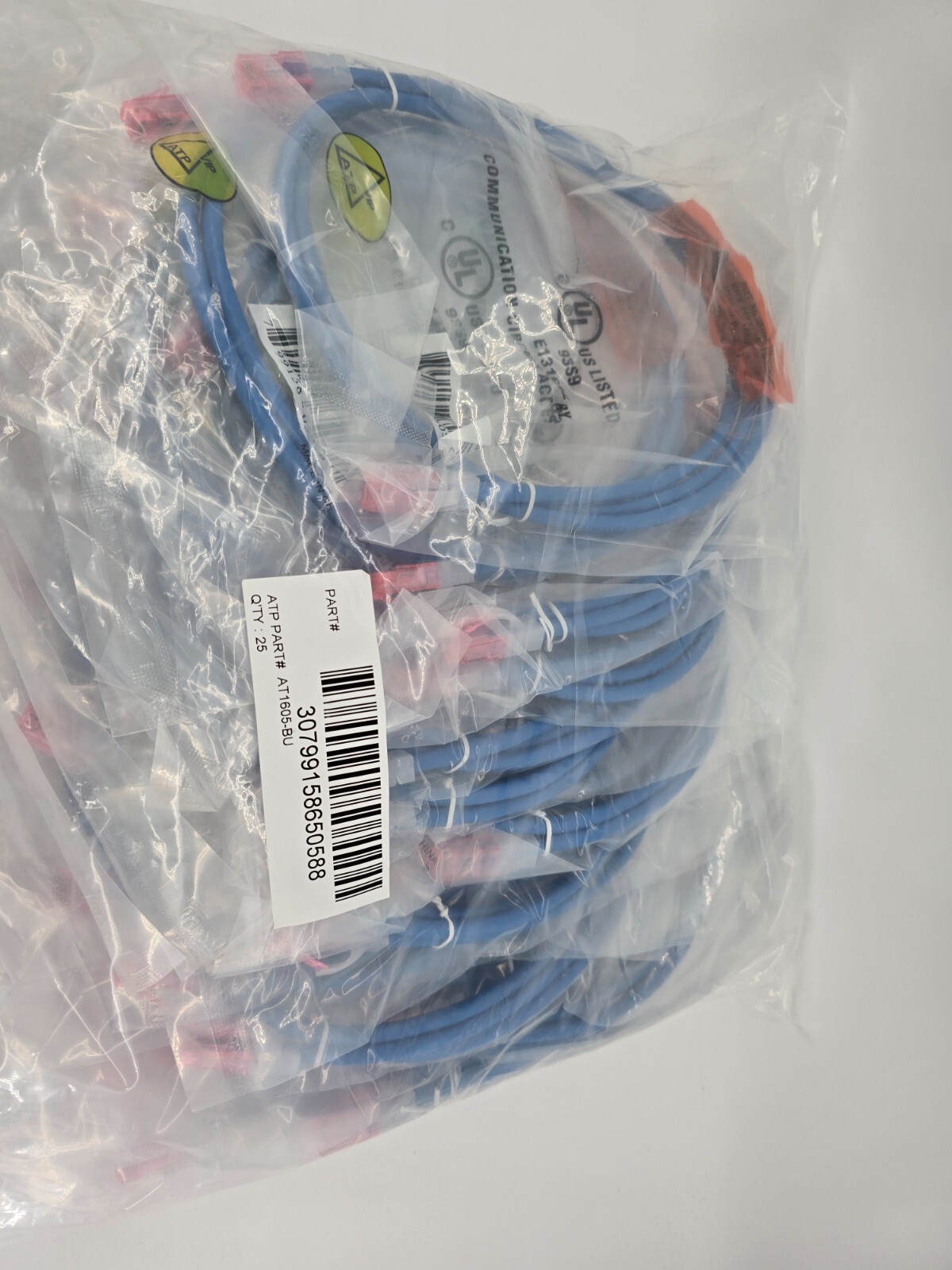 Pack of 25x Allen Tel Modular Category 6 Patch Cord 5ft CAT6 Blue AT1605-BU