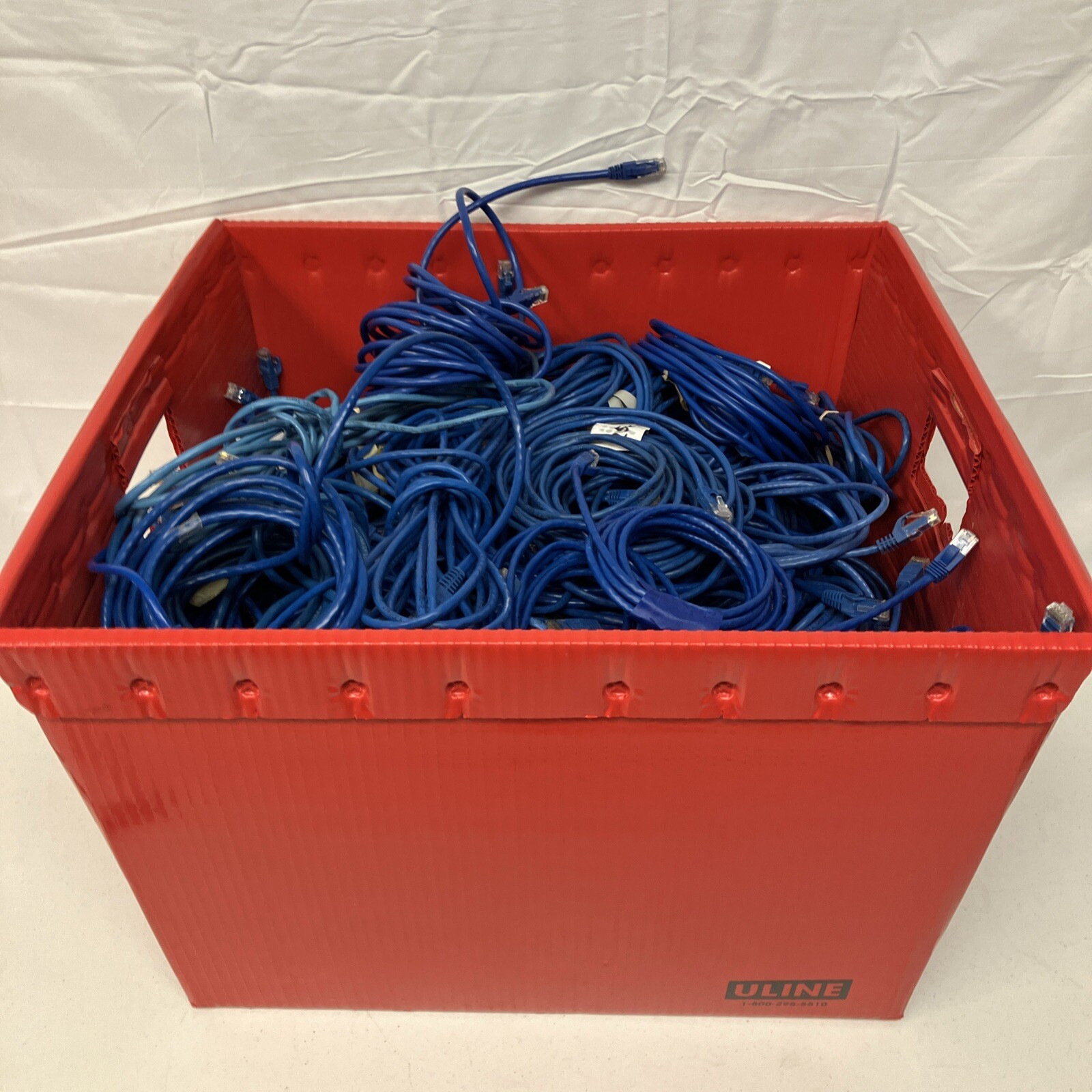 Lot Of 10 Cat 5 & 6 Cables Each About 6’ To 10’ All Blue. All Used As-IS