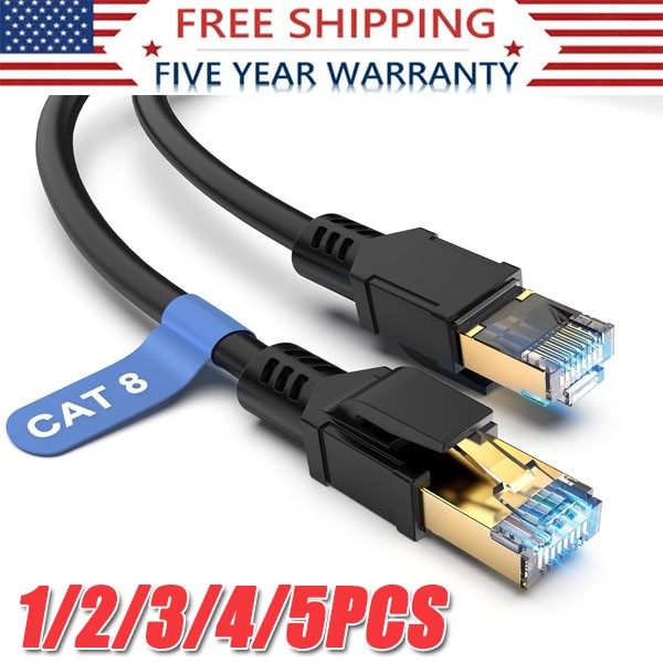 Cat 8 Ethernet RJ45 Cable Super Speed 40Gbps Patch LAN Network Gold Plated Lot