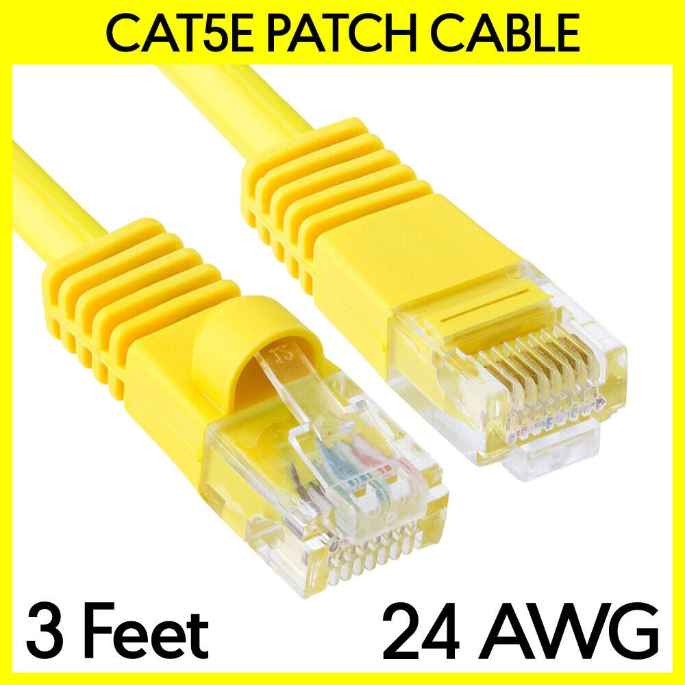 3FT Cat5e Patch Cord Yellow Cat 5e Ethernet Cable RJ45 Internet NAS Modem Cord
