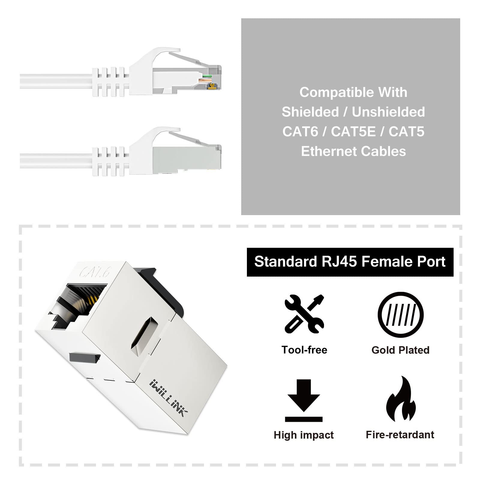 Cat6 Shielded Coupler 10pack Rj45 Ethernet Female To Female Keystone Jack Stp In