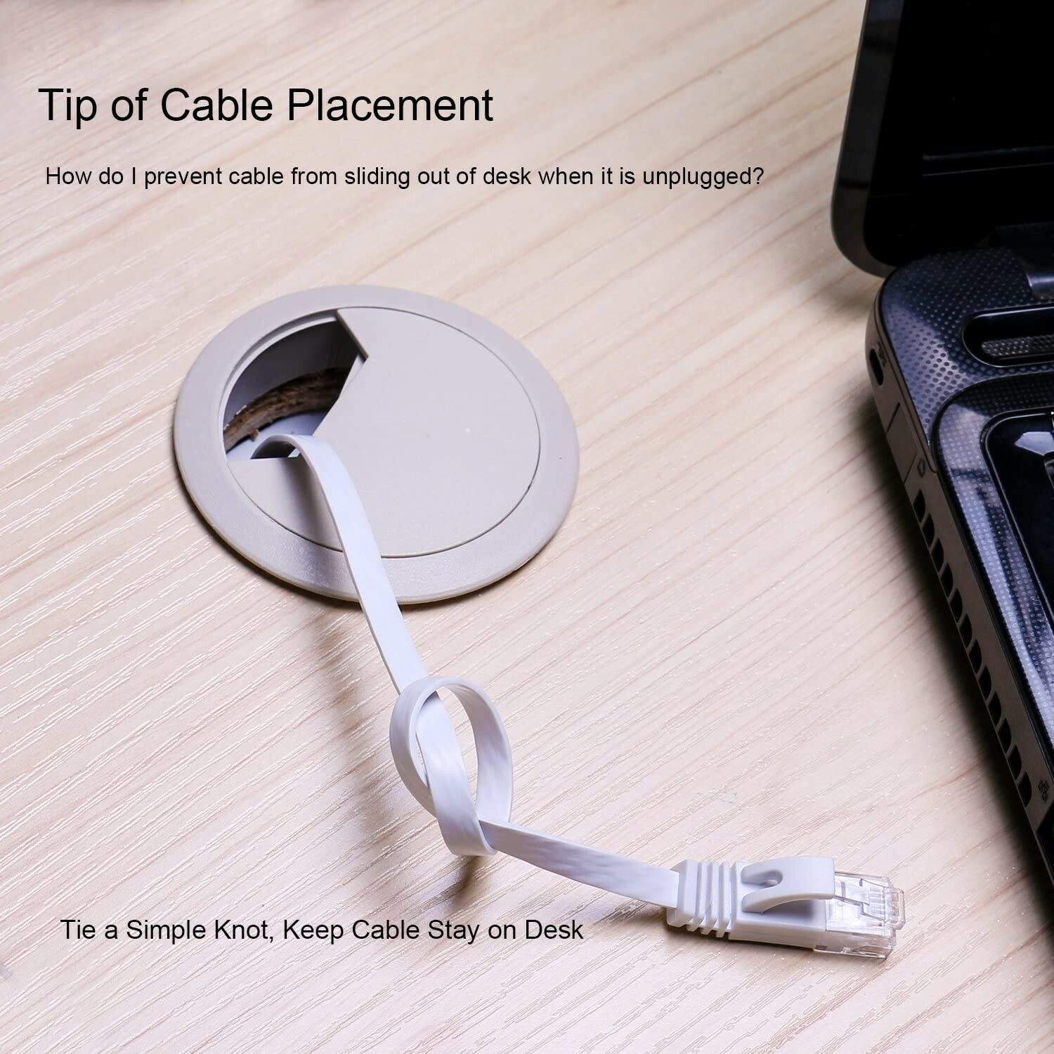 White 100 ft Flat Cat 6 Ethernet Cable with clips & Rj45 Connectors
