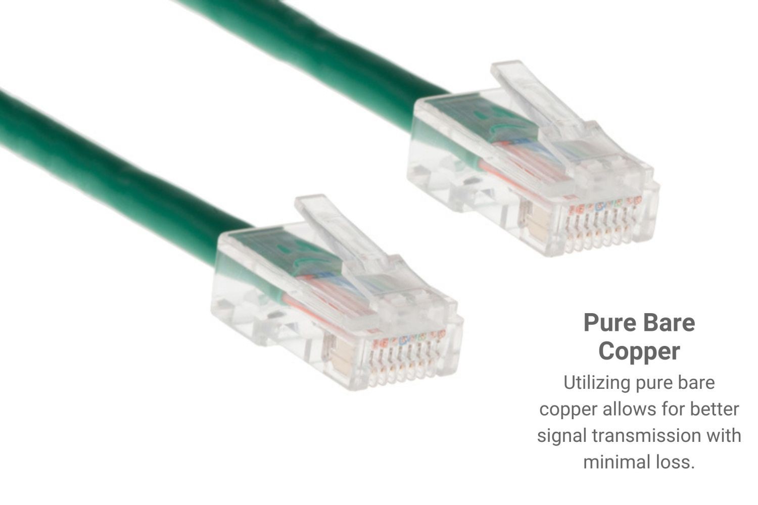 CAT5e Ethernet Patch Cable, Non-Booted, 2Foot, Green – Lifetime Warranty